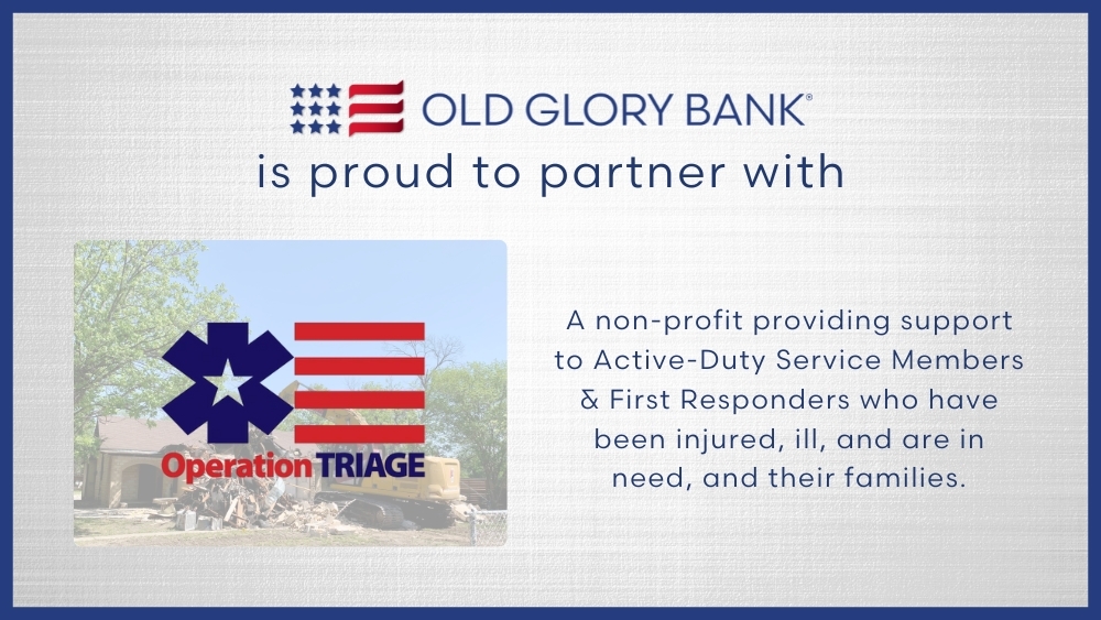 Old Glory Bank is proud to partner with Operation TRIAGE, Old Glory Bank logo and Operation TRIAGE logo